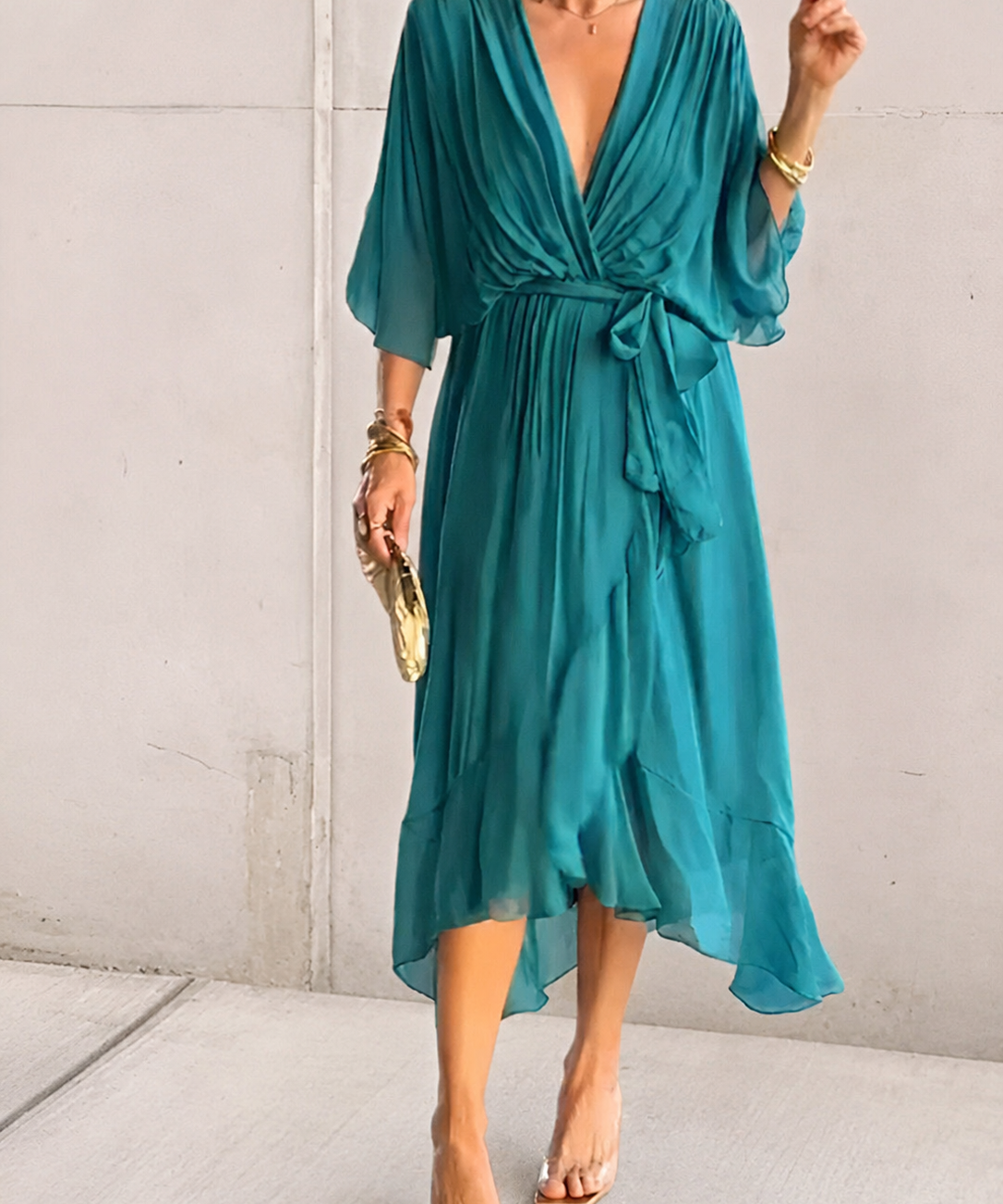 Aurora | Rochie midi din chiffon