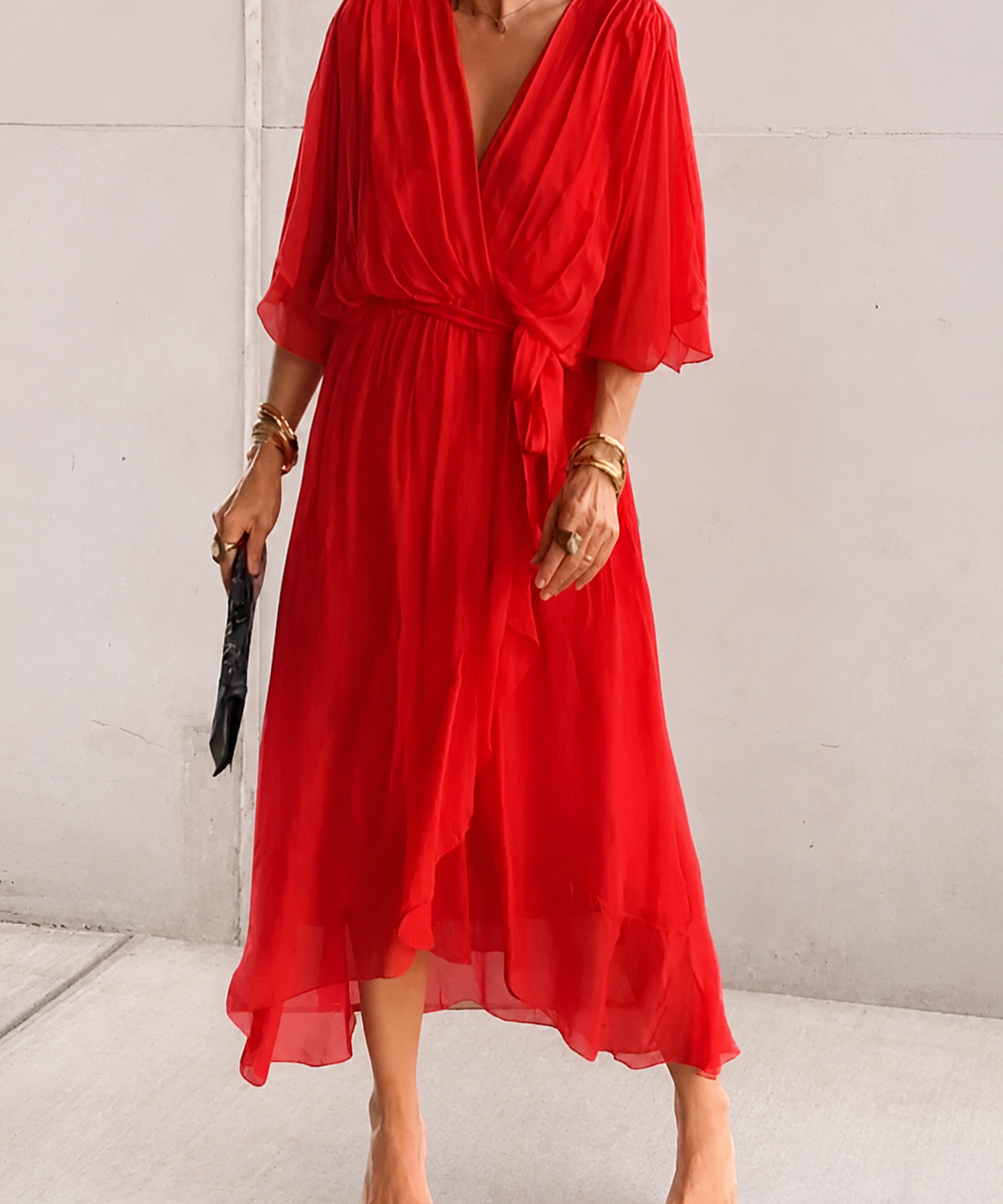 Aurora | Rochie midi din chiffon