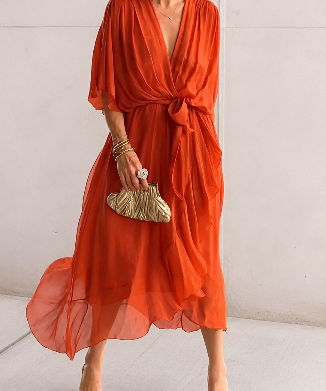 Aurora | Rochie midi din chiffon