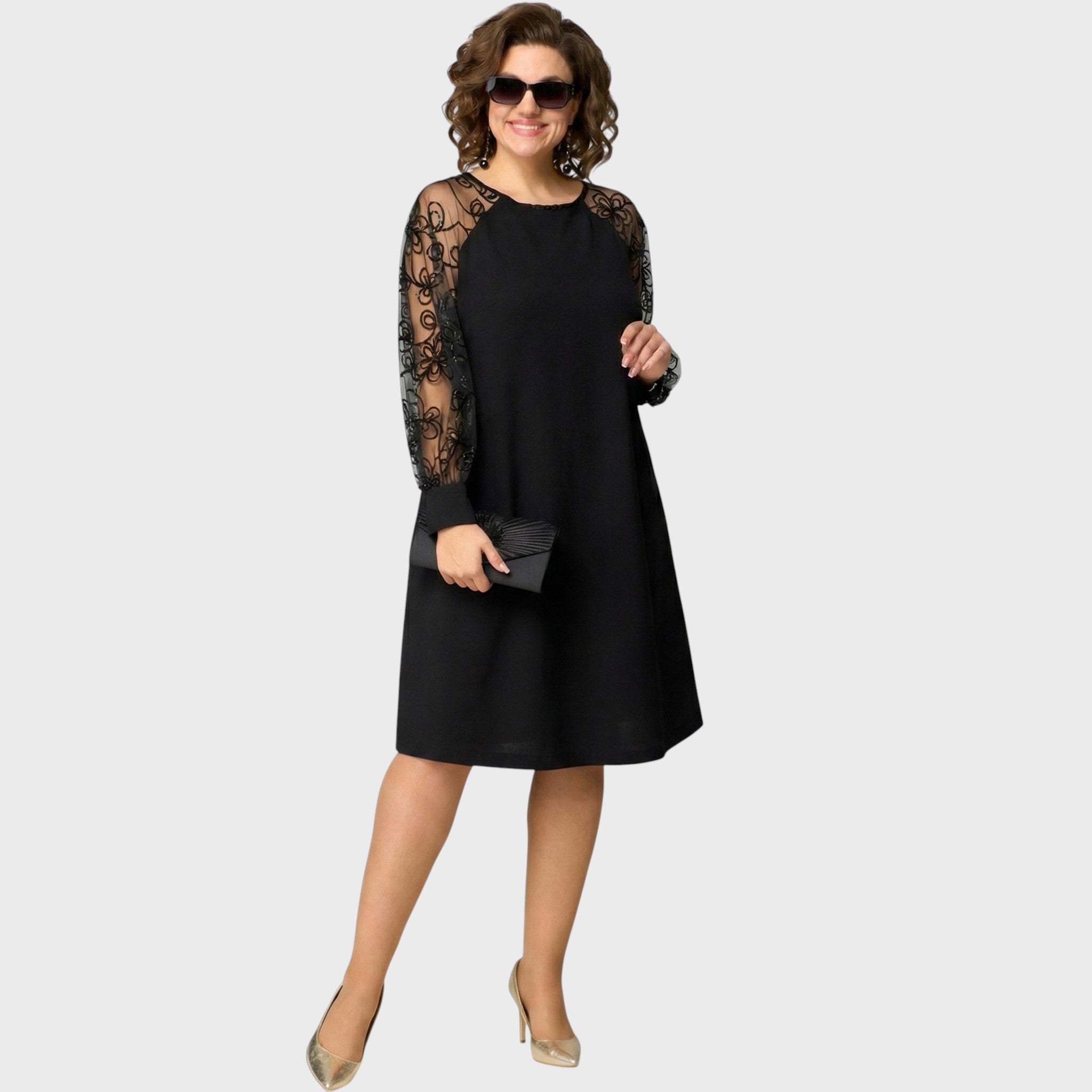 Barbara | Rochie cu Mâneci din Tule Brodat