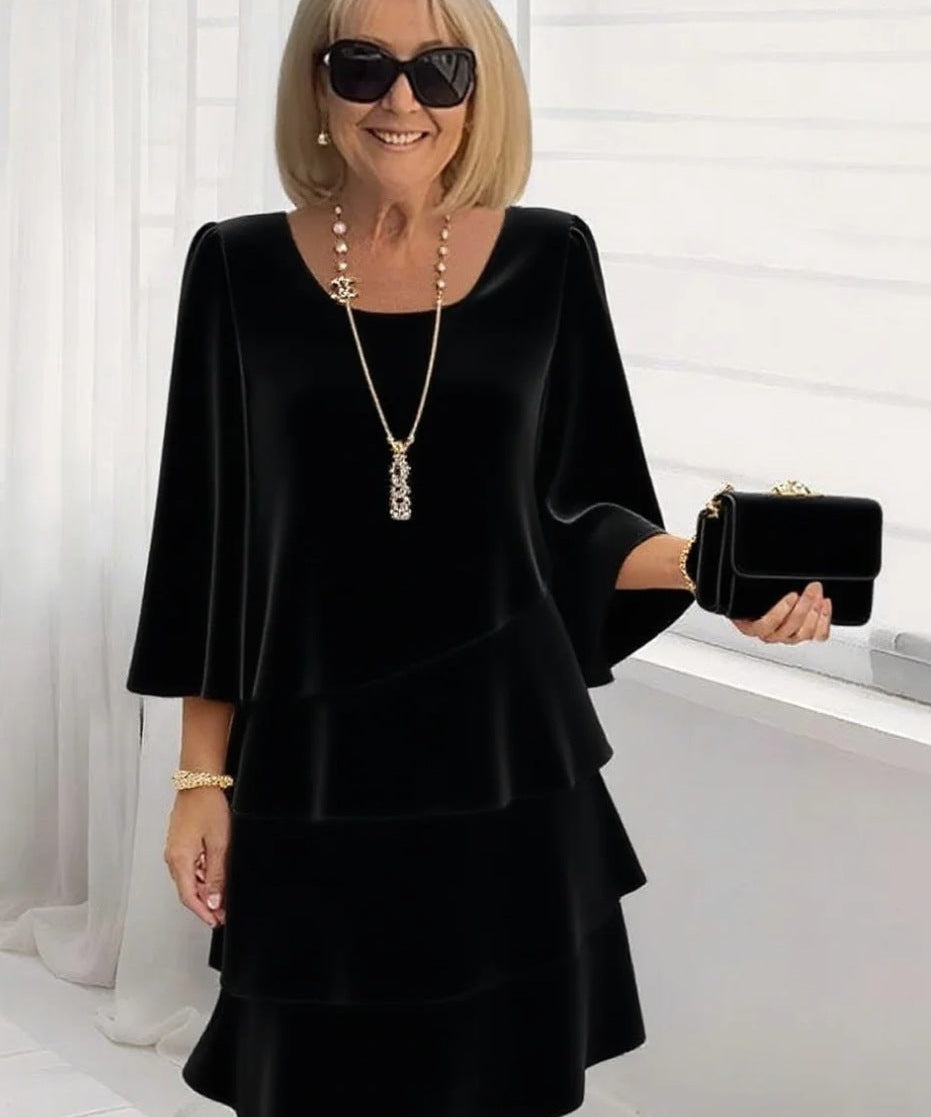 Mária – Rochie midi elegantă cu volane